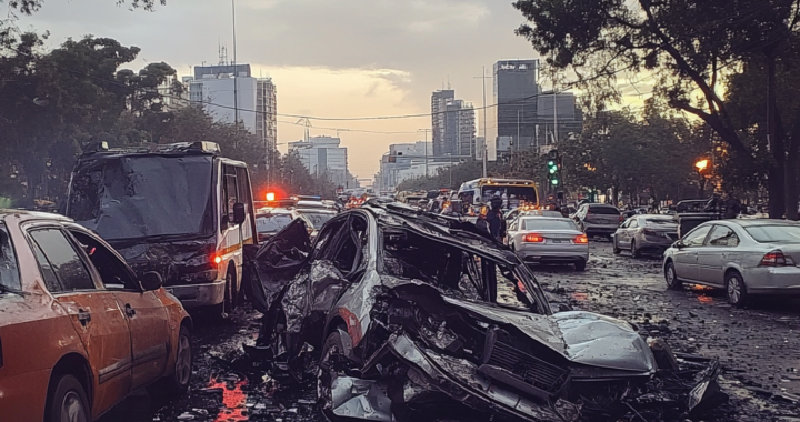 Велосипедистка сбита красным автомобилем в районе Табакалера, мэрия Куаутемок, Мехико